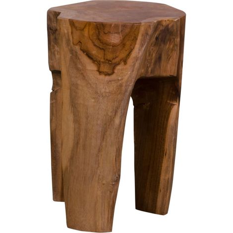 Sgabello Rose in teak naturale a 3 gambe, ø26 x 40 cm (1/5)