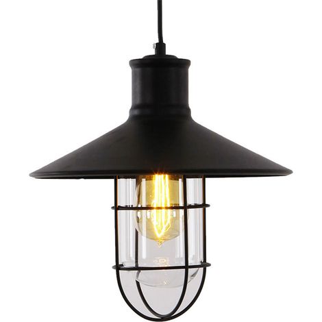 LAMPARA DE TECHO METALICA VINTAGE E27 60W COLOR NEGRO Ø27x28cm EDM (1/2)