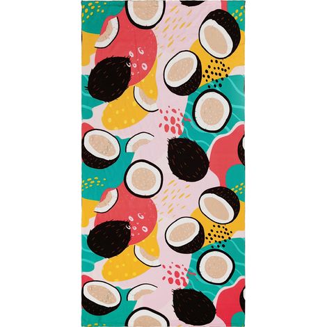 1 serviette de plage, microfibre, 75 x 150 cm, ultra absorbante, motif tropical, multi-usage (1/5)