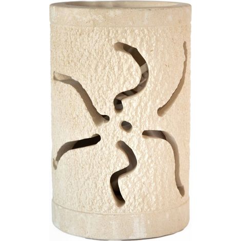 Lampada da terra o tavolo TUBO MARTELLATA Piccola scultura in pietra leccese salentina misure 17,5 x 10,5 cm (1/4)