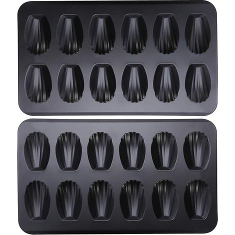 Lot de 2 moules à madeleines antiadhésifs, moule à tartelettes robuste de 12 tasses. (1/5)