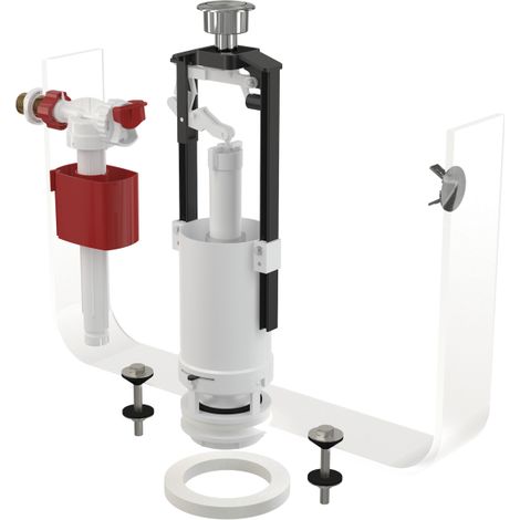 Kit de montaje para cisternas cerámicas con botón de inicio/parada, cromado