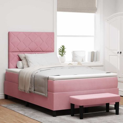 vidaXL Cama tipo Box Spring con cabecera Rosa 200 x 120 cm Terciopelo (1/5)
