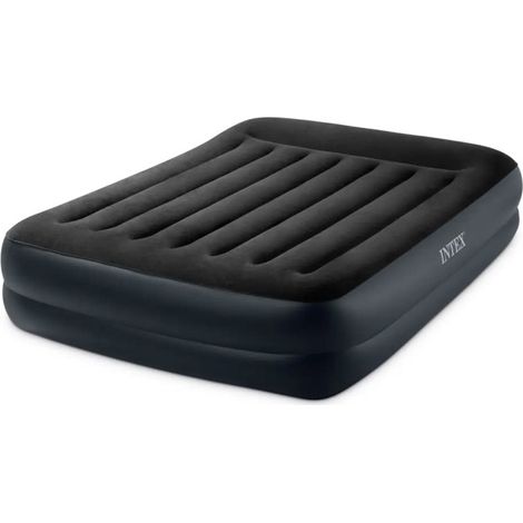 Intex – Matelas gonflable électrique 2 places – Dimensions L. 203 x l. 152 x H. 42 cm – Gonfleur électrique intégré – Sac de transport inclus