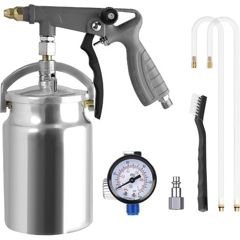 Pistolet A Pression avec Réservoir avec Manomètre,Tuyau,1 L Pistolet De Sablage pour Compresseur,Sableuse avec Réservoir avec Réservoir pour Revêtements Antirouille (1/5)