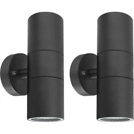 2 appliques murales doubles d'extérieur en acier inoxydable noir IP65, lampe de jardin ZLC035B (1/5)