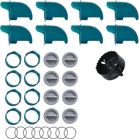 8-Port Feeder + Hole Saw, Gravity System, BPA-Free Material, For Chickens, Ducks, Geese (1/5)