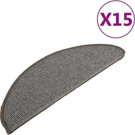 INLIFE Tapis de marches d'escalier 15 pcs Gris 65x21x4 cm (1/5)