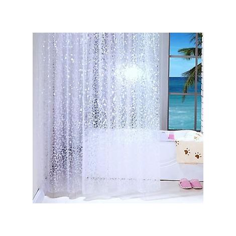 Duschvorhang – 120 x 200 cm – Kristallsteinmuster – PEVA – transparent weiß – mit Haken – schimmelresistent – wasserdicht