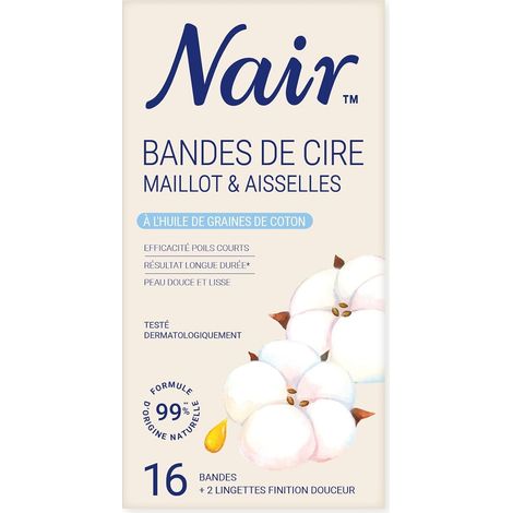 Bandes de Cire Maillot & Aisselles - Huile de coton - 16 bandes (1/5)