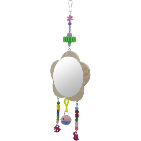 Miroir Pour Poules - Jouet En Bois Naturel Avec Clochette - Pour Enclos À Volailles - 1 Pièce (1/5)