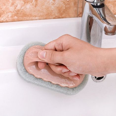 Brosse de nettoyage avec manche pour baignoire, douche et surfaces de cuisine. Brosse multifonctionnelle pour nettoyer en douceur les carreaux et les ustensiles de cuisine - Lot de 2