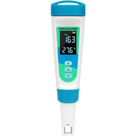 Détecteur de Précision Numérique 4 en 1 pour la Mesure de la Salinité TDS/EC/SALT/TEMP - Testeur de Conductivité de L'Eau pour Piscines (1/5)