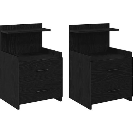 Maison Exclusive - Comodini 2 pz con 2 cassetti neri 40x36,5x62 cm