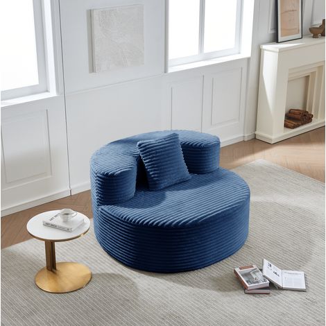 Poltrona a sacco, seduta ampia, cuscino incluso, rivestimento in flanella, blu (1/5)