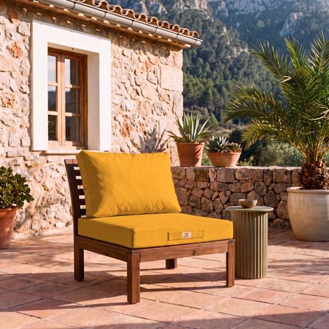 Ensemble Coussins Salon Jardin 60x70 Jaune - Déhoussable & Anti-UV (Assise + Dossier)