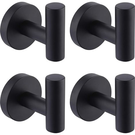 Crochet porte-serviettes noir douche cuisine crochets porte-serviettes mural acier inoxydable 304 noir mat 4 paquets A2164DG-BK-P4 (1/4)