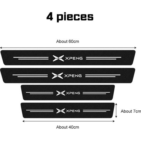 (Pour Xpeng, lot de 4) Autocollants de seuil de porte de voiture en fibre de carbone (4 pièces) compatibles avec les modèles Xpeng, Xiao Peng G6, P5, P7, G9, X9, G3 et P7i (2023-2024).