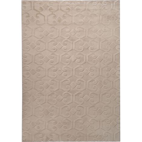 Area Rug Beige Fabric 160 x 230 cm Jacquard Rectangular Shape Accent Rug GANNETT (1/5)