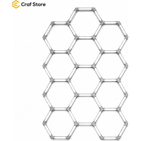 Éclairage LED Hexagonal Garage 390W, Kit Plafonnier Nid d’Abeille 24 Tubes LED, Luminaire Modulaire pour Lavage Auto, Detailing, Atelier et Showroom Auto, Module 46 cm, Tension 85-265V