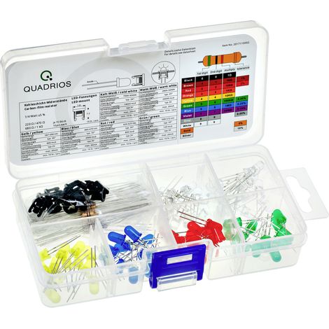 Quadrios LED-Sortiment Rot, Grün, Gelb, Blau, Kaltweiß, Warmweiß 5 mm 20 mA, 30 mA 2 V, 3 V (1/5)