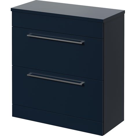 Napoli 390 Deep Blue 800mm 2 Drawer Vanity Unit for Countertop Basins - 800mm - Chrome 480mm Handle