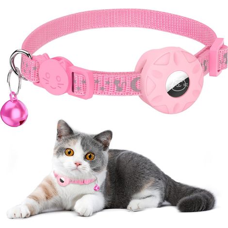 Collier pour chat avec support AirTag réfléchissant boucle de sécurité pour chaton accessoire de localisation pour animaux