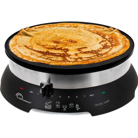Crêpière électrique 33 cm 1300W – Plaque antiadhésive pour cuisson uniforme – Thermostat réglable – Design noir moderne – Little Balance (1/8)