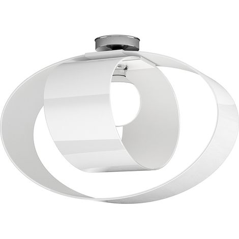 Plafoniera Moderna Lap Metallo E Vetro Bianco 1 Luce E27 52Cm (1/4)