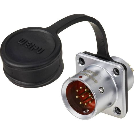 Embase à bride circulaire mâle, droit Ø 12 9 pôles 125 V/AC 3 A IP67 Push-Pull Weipu SF1213/P9 D98322 (1/4)