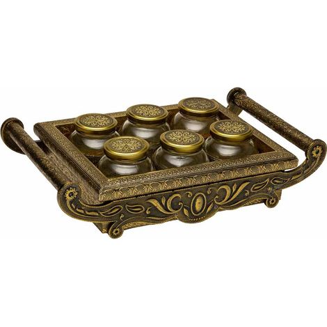 Bandeja de metal repujado color cobre 46x26x7 (1/5)
