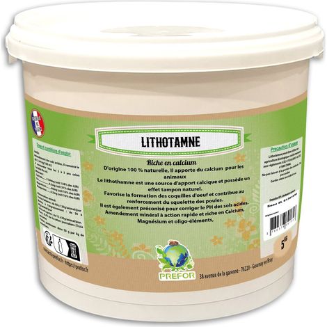 Amendement lithothamne 5L – Riche en calcium et magnésium – Corrige le pH des sols acides – Utilisable en agriculture biologique – Prefor