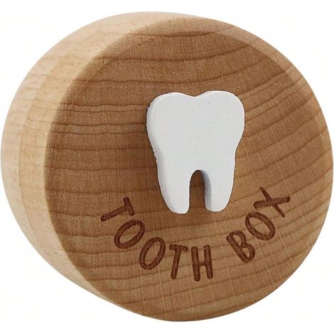 1 boîte en bois pour conserver les dents des enfants : boîte ronde commémorative, boîte de collection et préservation des dents, cadeau pour garçons et filles (1/4)