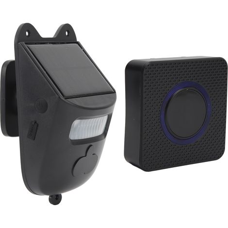 Alarme de porte solaire sans fil avec capteur infrarouge et affichage numérique, 1 récepteur, 1 détecteur de mouvement, prise UE 110-240 V (1/5)