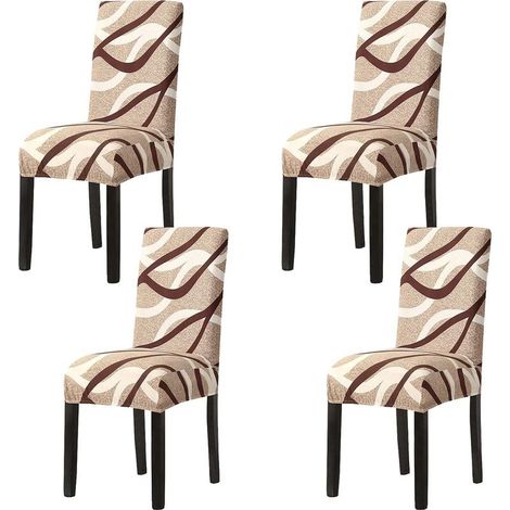 Housse de Chaise Extensible Lot de 4, Couverture Protecteur de Chaise Salle a Manger Universel Amovible Lavable Moderne Durable pour Maison Hotel Restaurant Fete Banquet Cuisine Decoration (1/5)