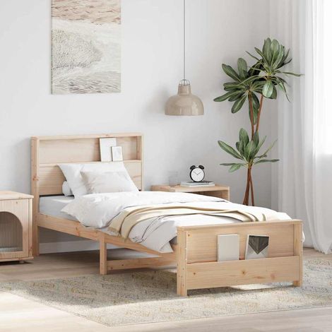 Estructura de cama Marrón 100 x 200 cm Madera maciza de pino