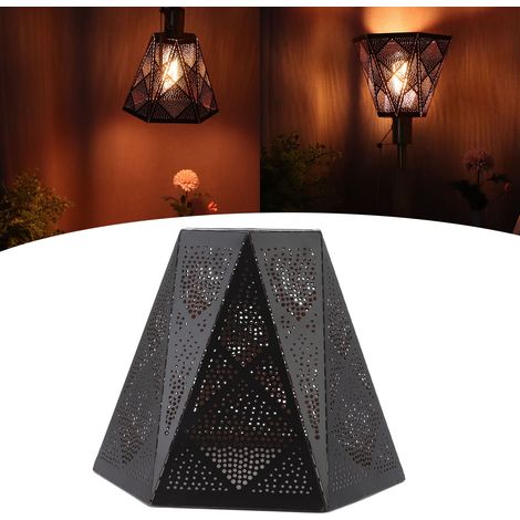Abat-jour hexagonal moderne de style nordique en fer forgé sculpté E27/E26, abat-jour de lampe de table, décoration de chevet. (1/5)