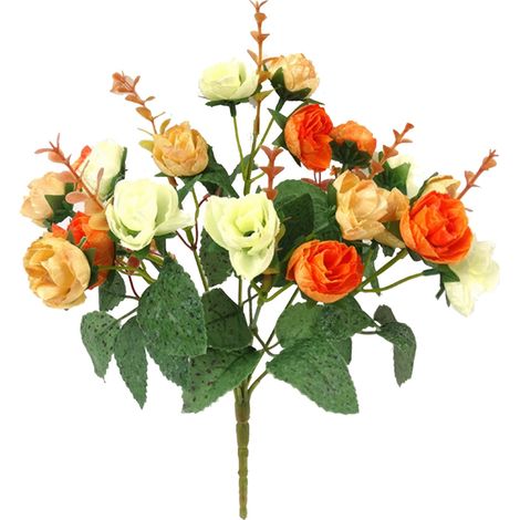 Bouquet De Roses Artificielles - 7 Branches 21 Fleurs En Soie - Décoration Intérieure Et Extérieure - 28 cm Hauteur - 1 Pièce (1/5)