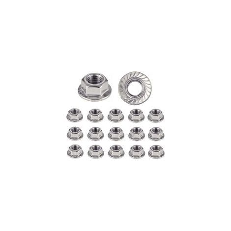 Lot de 50 écrous à bride M8 en acier inoxydable 304 avec motif floral hexagonal antidérapant, Écrous d'arrêt pour vis，ecrou m8，ecrou inox，ecrou frein，ecrou