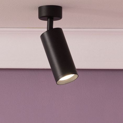 Ledkia – Spot d'intérieur orientable en aluminium – Douille GU10 – Finition noire – Éclairage tamisé ou froid – Pour espaces commerciaux et domestiques
