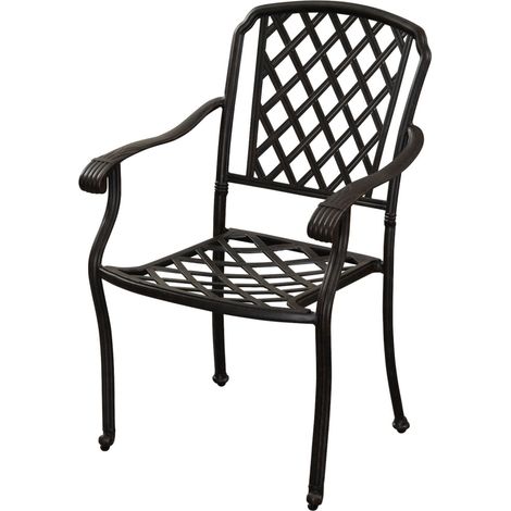 Inko Stapelstuhl Rocco Alu-Guss 65x64x92,5 cm Gartenstuhl stapelbar 2 Farben zur Wahl Bronze (1/5)