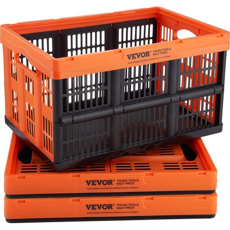 Panier de Rangement Plastique Pliable 3PCS Caisse de Rangement Empilable Capacité d'1 Panier 45 L avec Poignées Grands Bacs Robustes de Stockage pour Vêtements Jouets Livres Accessoires Épicerie (1/5)