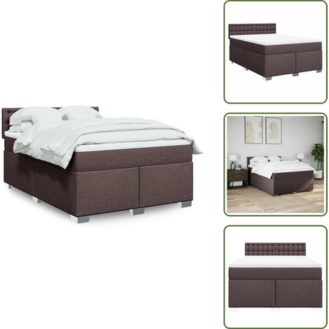 Sommier à lattes de lit avec matelas Marron foncé 140x190 cm - Sommier À Lattes De Lit - Sommiers À Lattes De Lit - Lit - Meuble De Chambre À Coucher (1/5)