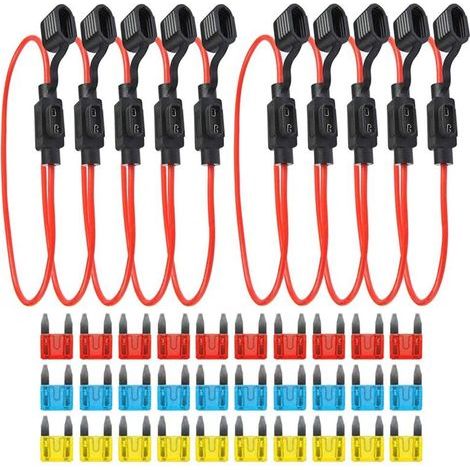 Packung mit 10 Kfz-Sicherungshaltern mit vollständig gekapseltem Gehäuse, Flachsicherungshalter, wasserdichter Kfz-Sicherungshalter, Inline-Flachsicherungshalter (1/5)