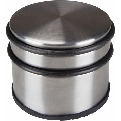 Fermaporta rotondo in acciaio inox con anello in gomma antiscivolo, diametro 9 cm. (1/5)