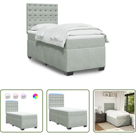Matelas à ressorts ensachés - Sommier à lattes de lit et matelas Gris clair 100x200cm Velours (1/5)