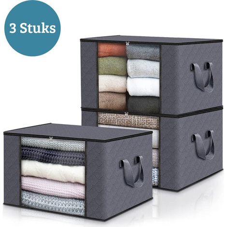 Sac de rangement avec fermeture éclair - Pour couette, vêtements, jouets - Gris - Organisateur de rangement (1/5)