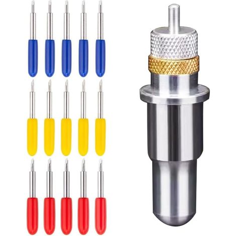 15 pièces couteau de Coupe Roland Lame de Traceur en acier au Tungstène avec lame de Coupe pour Couper 30/45/60 degrés avec Base de support (1/5)