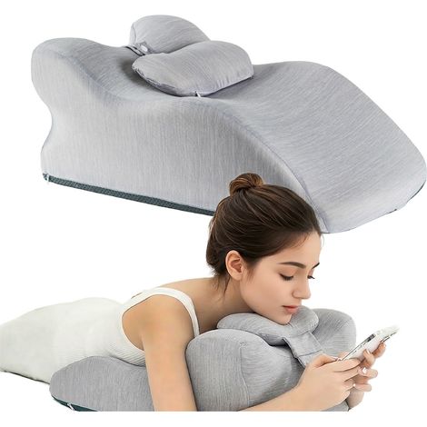 Cuscino Ergonomico in Memory Foam per Schiena e Collo, Cuscino a Cuneo per Lettura a Letto e Relax, Supporto Posturale con Cuscino Testa Rimovibile (1/5)