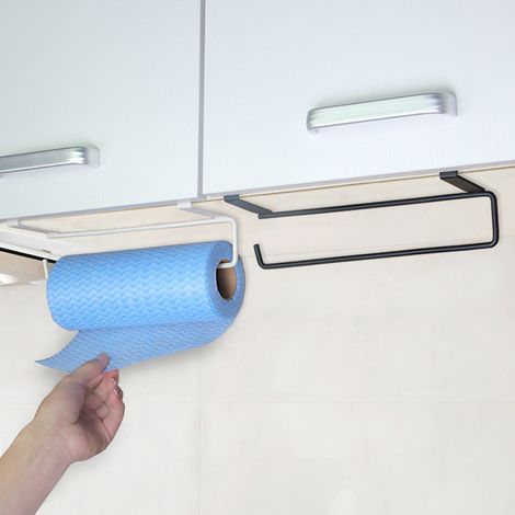 Porte-rouleau d'essuie-tout en fer pour armoire, support suspendu de serviette en papier, patère métallique de rangement (1/5)